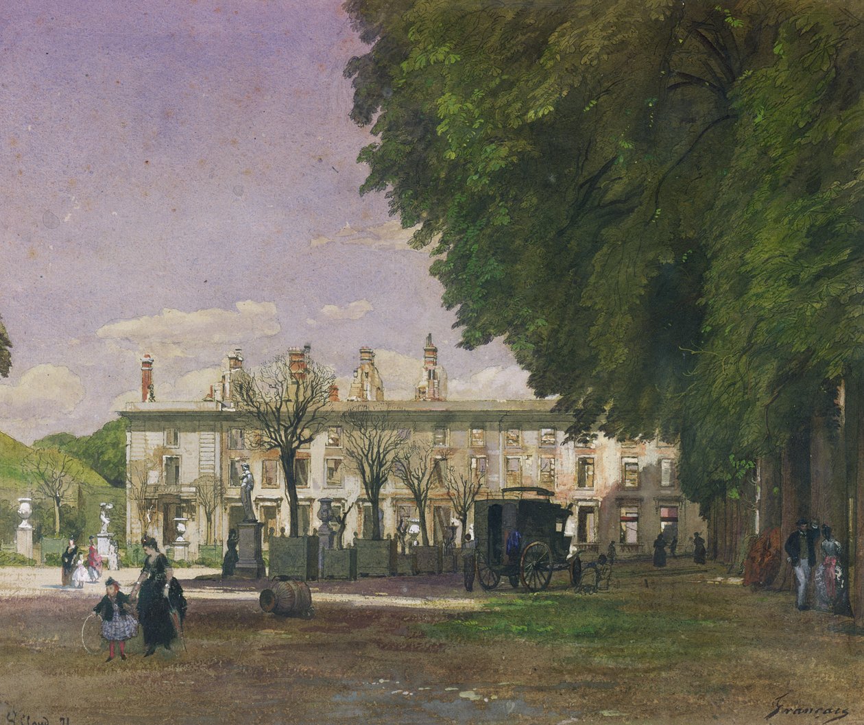 Ruinerne af Chateau de Saint-Cloud i 1871 af Francois Louis Francais