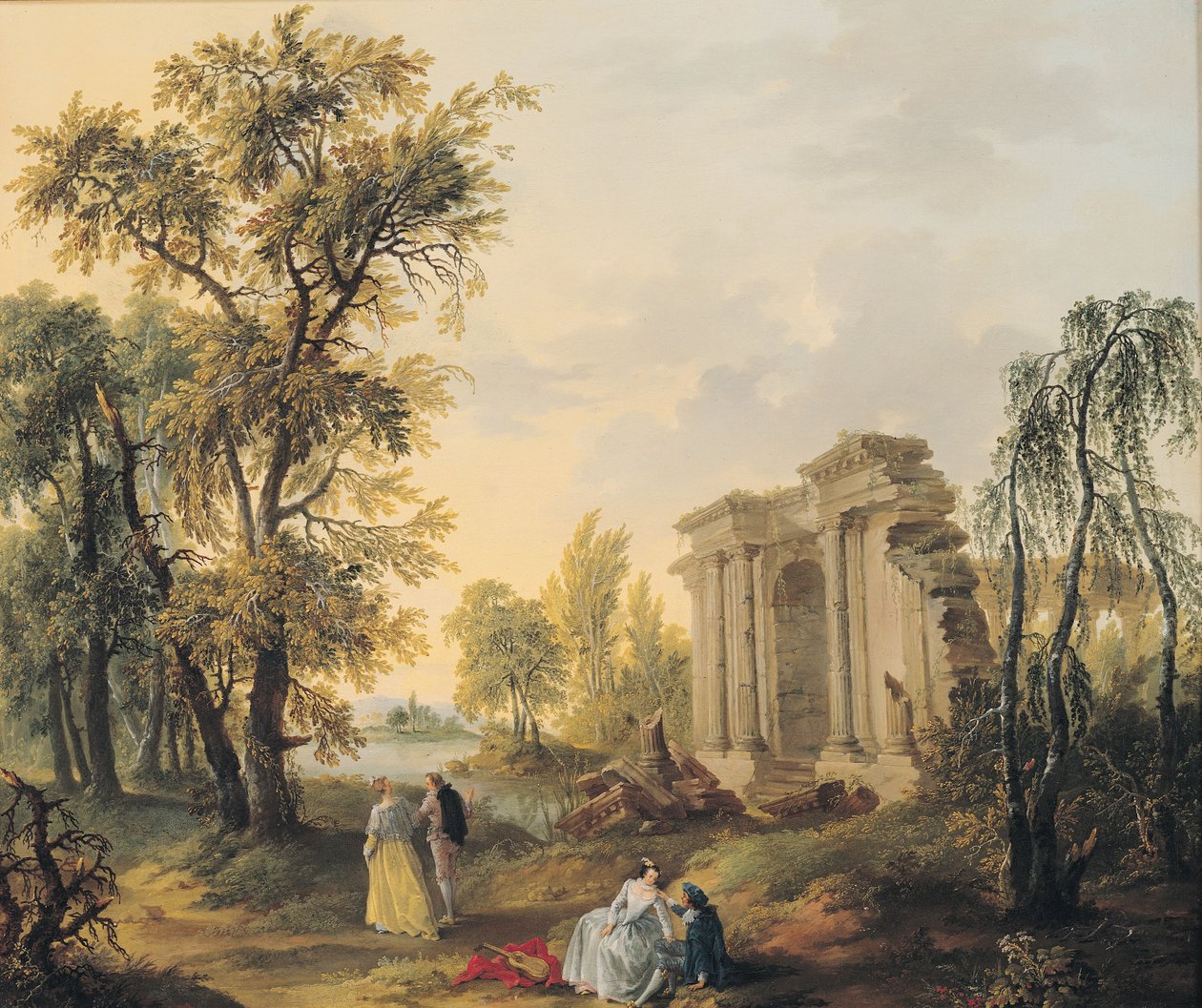Elskere på landet af Francois Louis Joseph Watteau