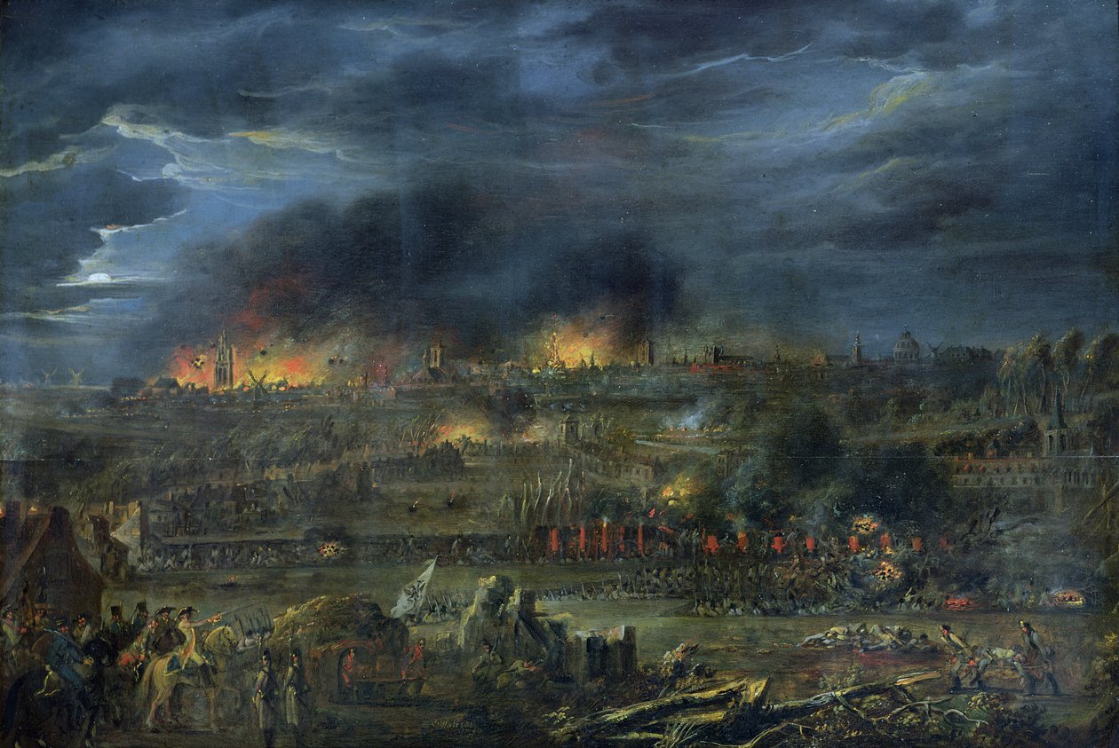 Bombardementet af Lille i 1792 af Francois Louis Joseph Watteau