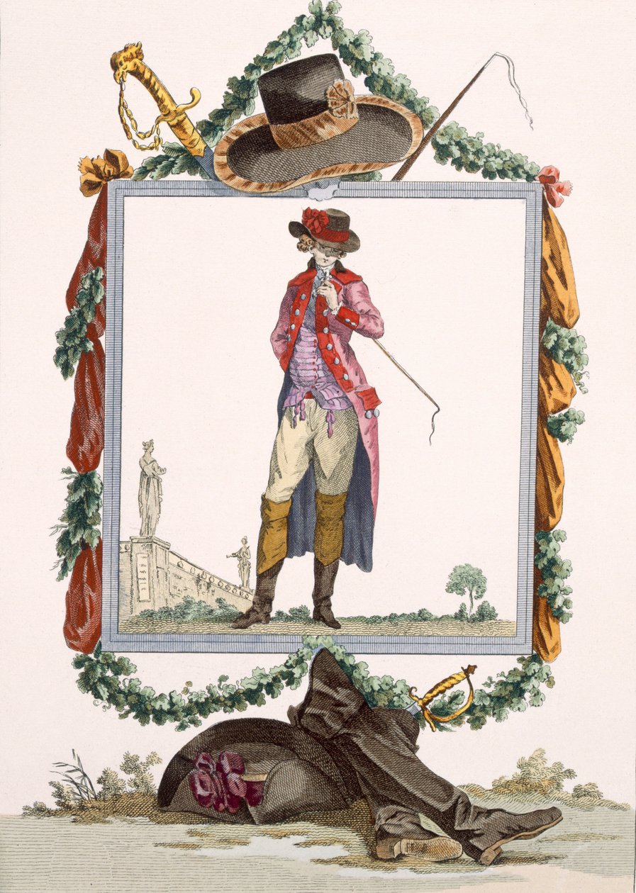 Ung elegant hofmand fra Palais Royal, graveret af Duhamel, plade nr. 233 fra 