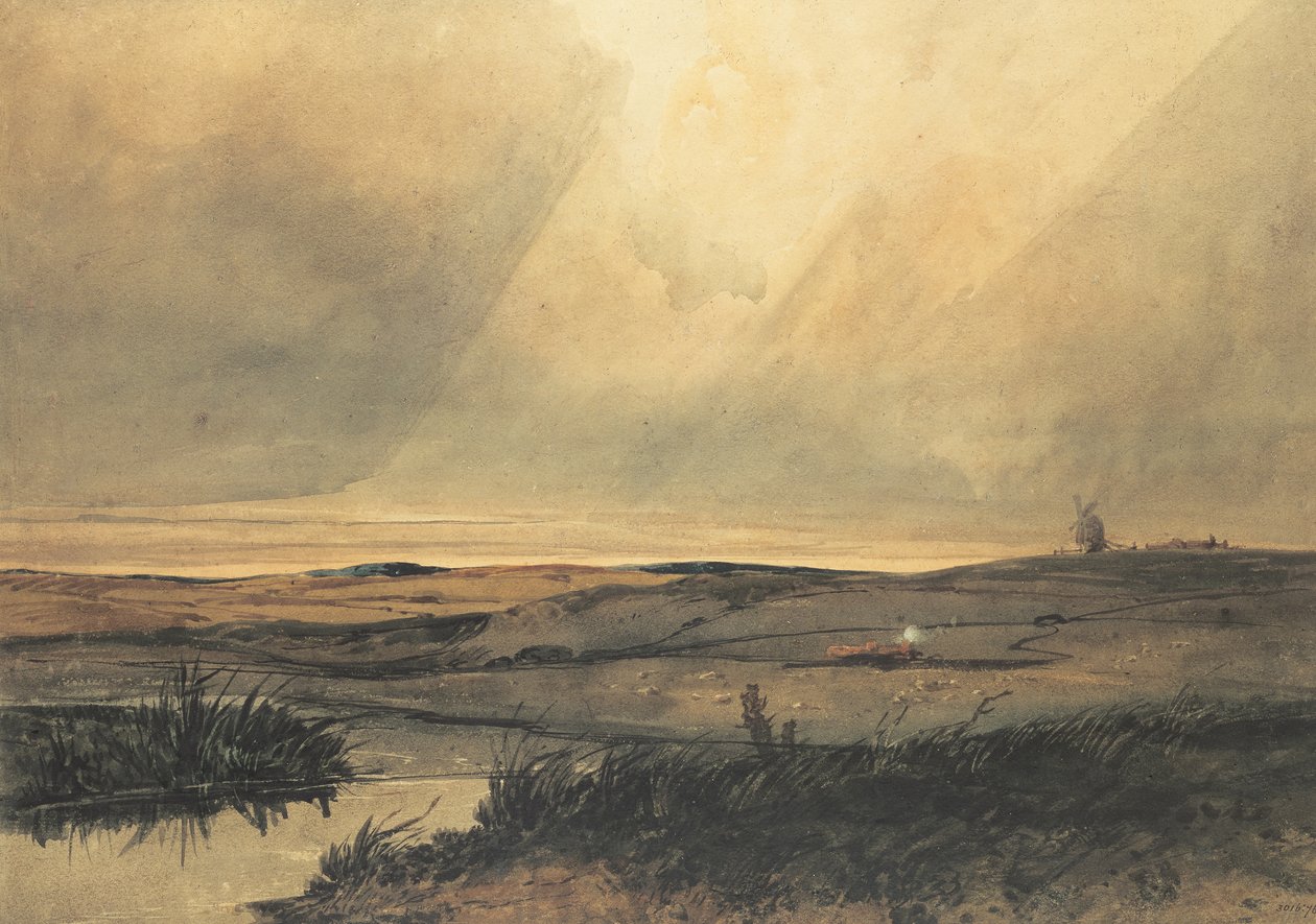 Fortøj med vindmølle af Francois Louis Thomas Francia