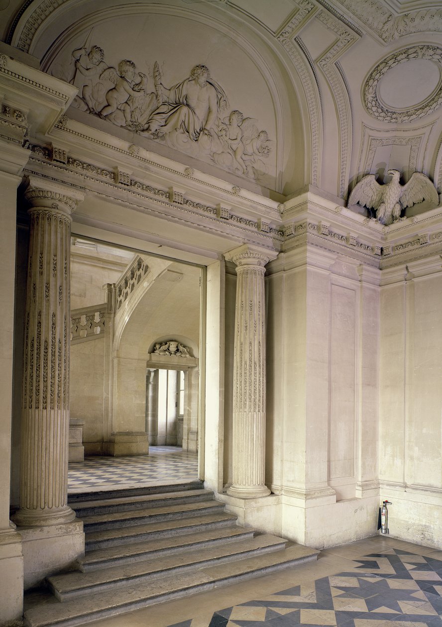 Udsigt over den centrale vestibule, bygget 1642-51 af Francois Mansart