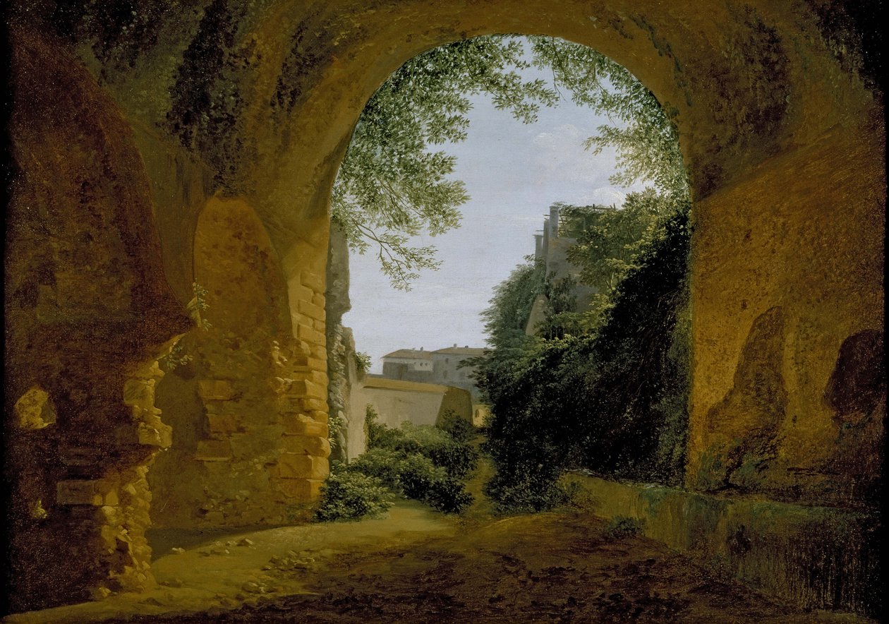 En udsigt over en have, set inde fra en romersk hvælving, 1802 - 1824 af Francois Marius Granet