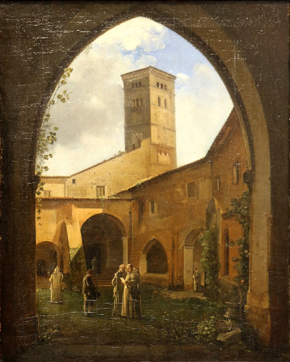 Udsigt over et karthusisk kloster med campanile af Francois Marius Granet