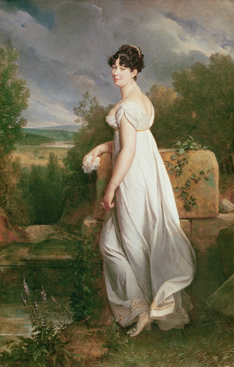 Portræt i helfigur af Madame Visconti, hustru til den tidligere ambassadør fra den Cisalpinske Republik, Frankrig af Baron François Pascal Simon Gérard