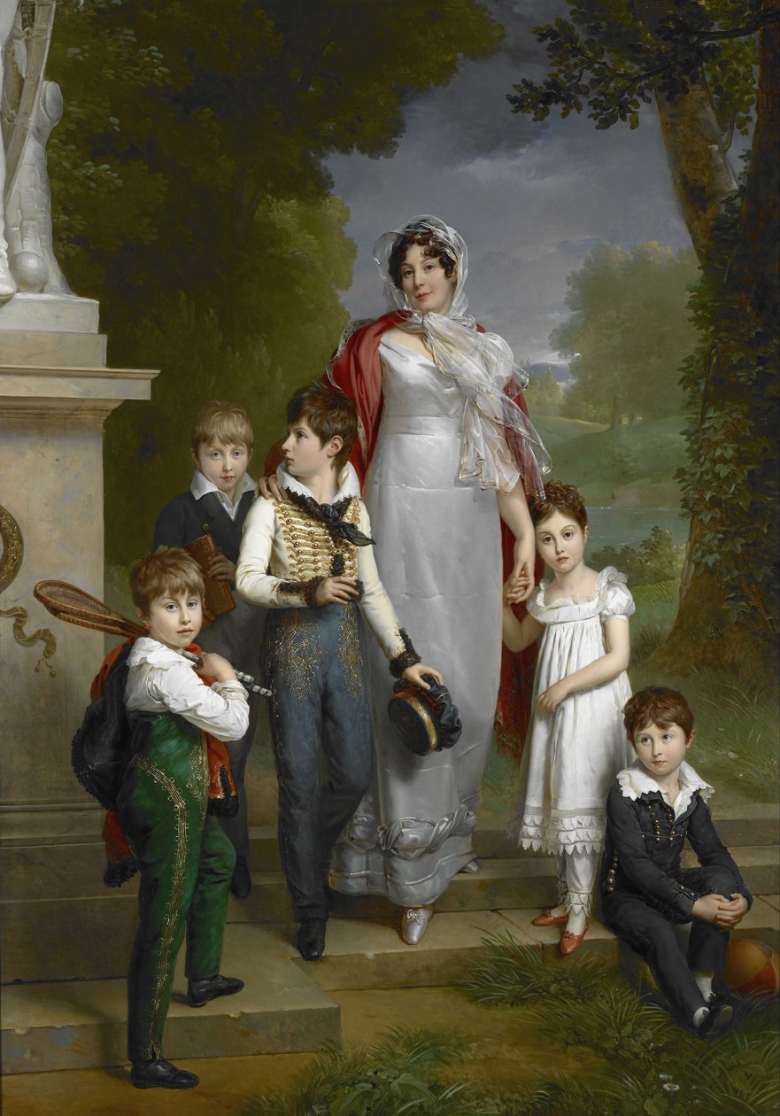 Portræt af Louise-Antoinette-Scholastique Guéhéneuc, Madame la Maréchale Lannes, Duchesse de Montebello, med hendes børn af Francois Pascal Simon Gerard
