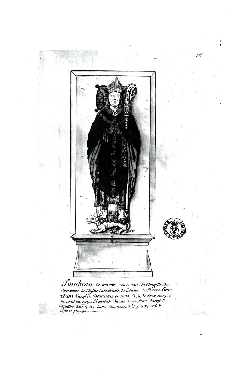 Pierre Cauchons grav (1371-1442) (pen og blæk og wc på papir) af Francois Roger de Gaignieres
