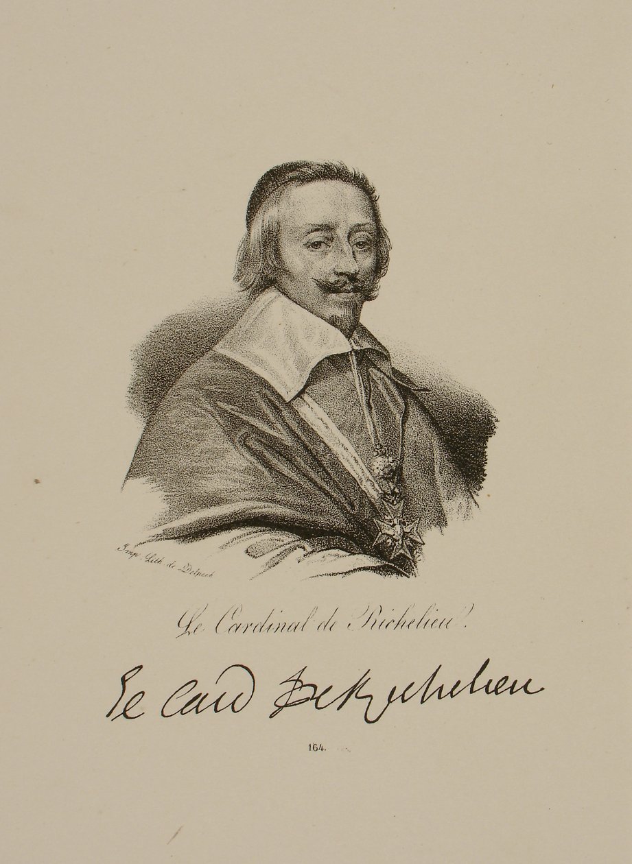 Portræt af Armand Jean du Plessis, kardinal og hertug af Richelieu (1585-1642) af Francois Seraphin Delpech