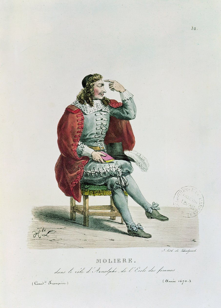 Portræt af Moliere (1622-73) i rollen som Arnolfe fra 