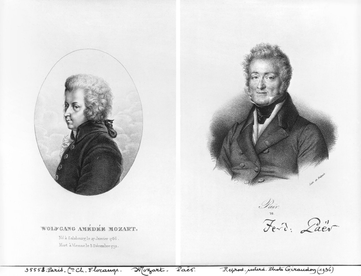 Wolfgang Amedeus Mozart (1756-91) og Ferdinando Paer (1771-1839) af Francois Seraphin Delpech