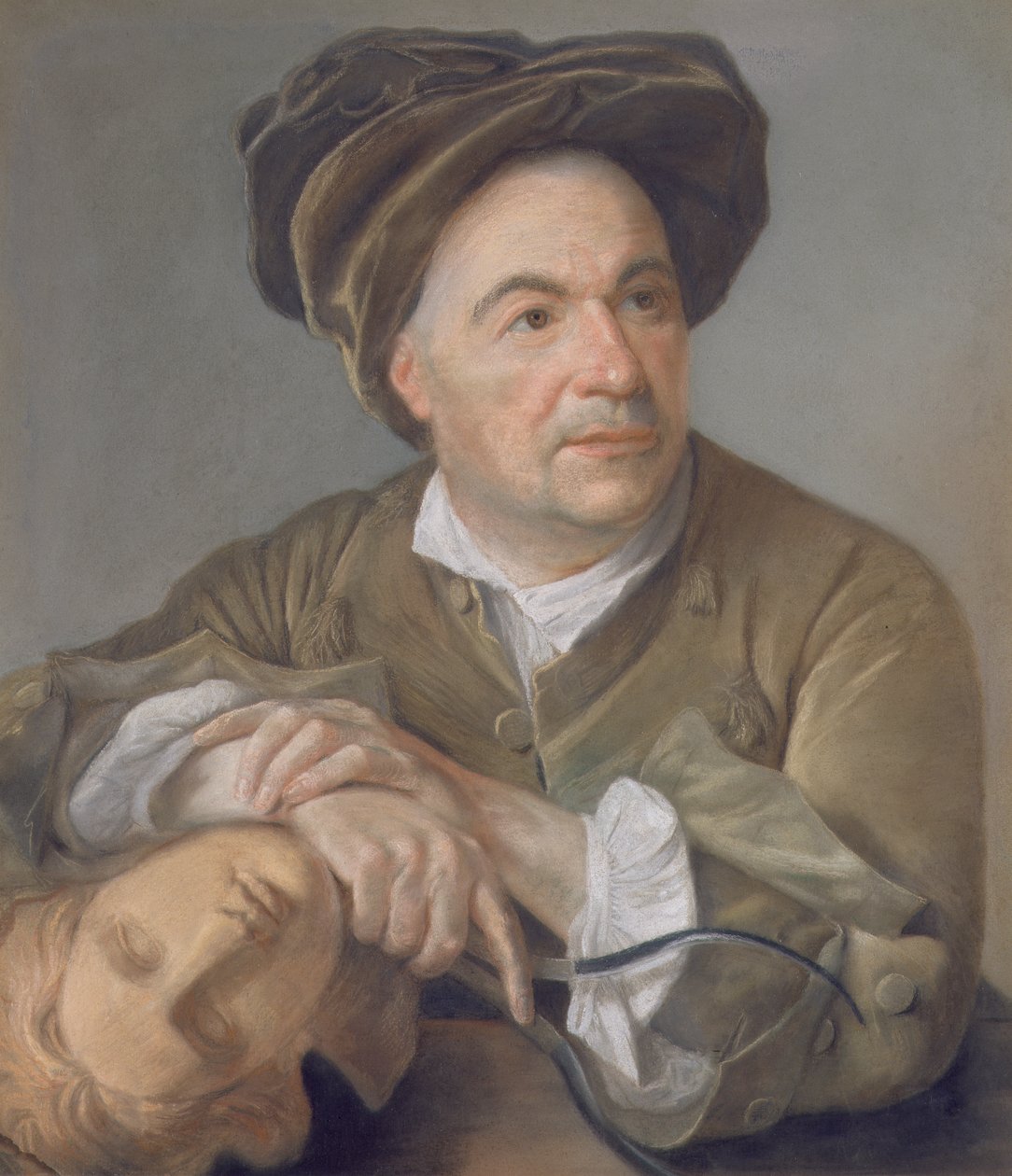 Louis Francois Roubiliac (1702-62) (pastel på papir lagt på lærred) af Francois Vispre