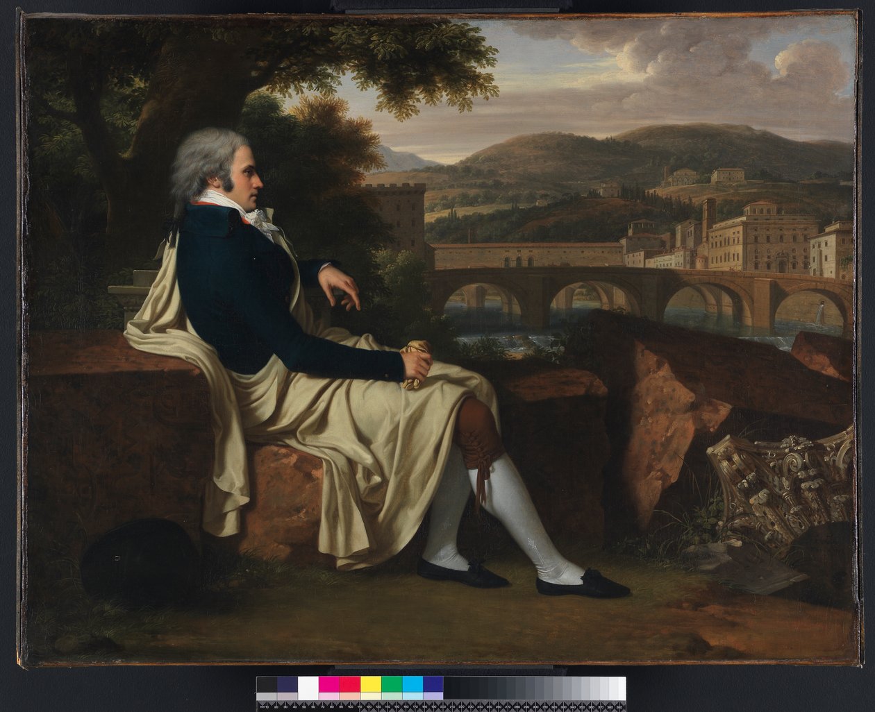 Allen Smith sad over floden Arno og overvejede Firenze, 1797 af Francois Xavier Fabre