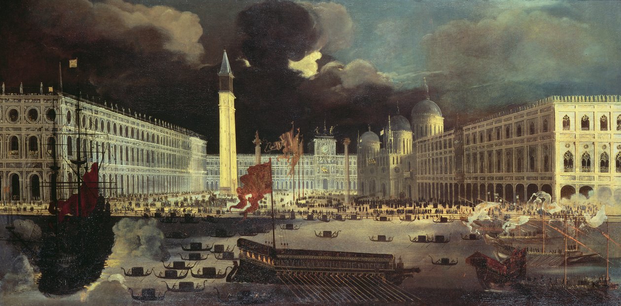 En imaginær udsigt over San Marco fra Bacino på Kristi Himmelfartsdag af Francois de Nome