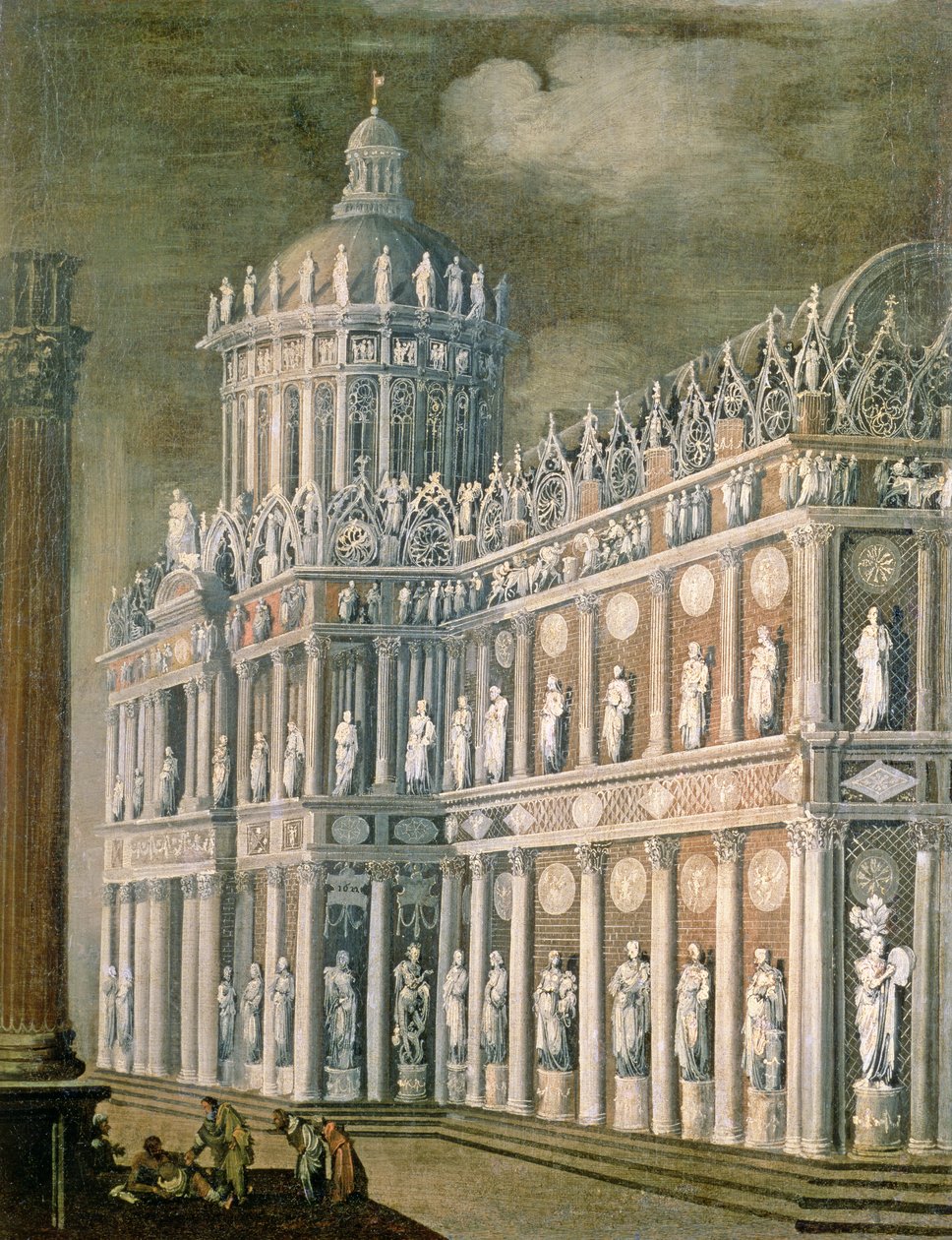 Arkitektonisk fantasi, der skildrer helbredelsen af lammede, 1622 af Francois de Nome