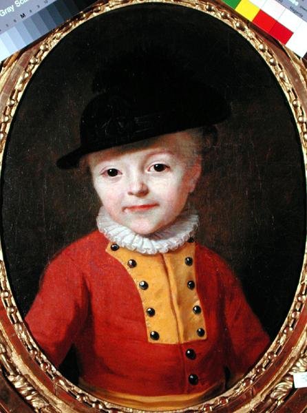Portræt af et lille barn (olie på lærred) af Francois Hubert Drouais