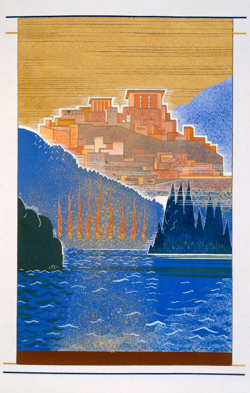Byen Troja fra havet, en illustration fra 