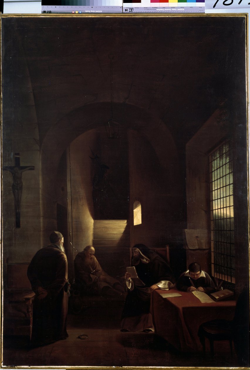 ""Den italienske astronom Galileo Galilei (Galilæa) (1564-1642) i sin celle i Firenze under inkvisitionen"" Maleri af Francois Marius Granet (1775-1849) Eremitagemuseet fra det 19. århundrede, Sankt Petersborg af Francois Marius Granet