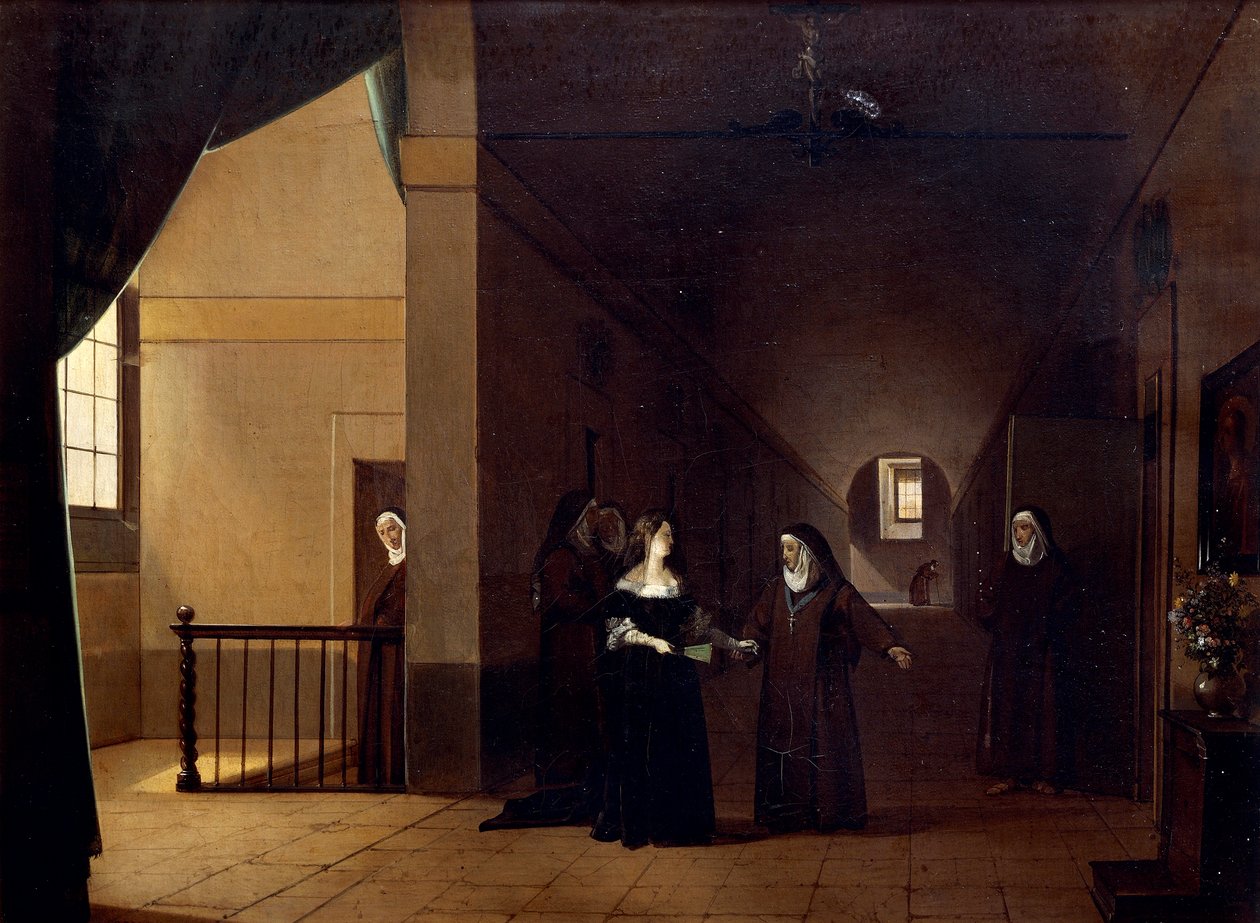 Mademoiselle de La Valliere indtræder i kloster, af Francois Marius Granet (1777-1849), Frankrig af Francois Marius Granet