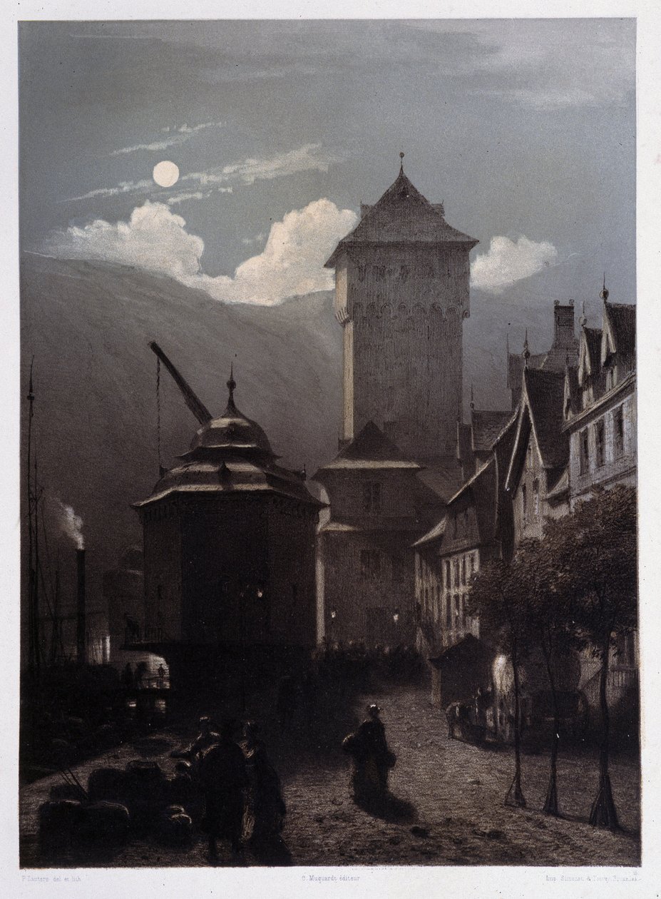 Chateau Boppart. I "" Den monumentale og maleriske Rhinen"". Litografier af Fourmais og Stroobant af Francois Stroobant