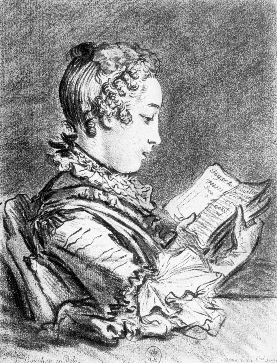 Marie-Jeanne Buzeau (1716-1796) (gravering) af Francois (after) Boucher