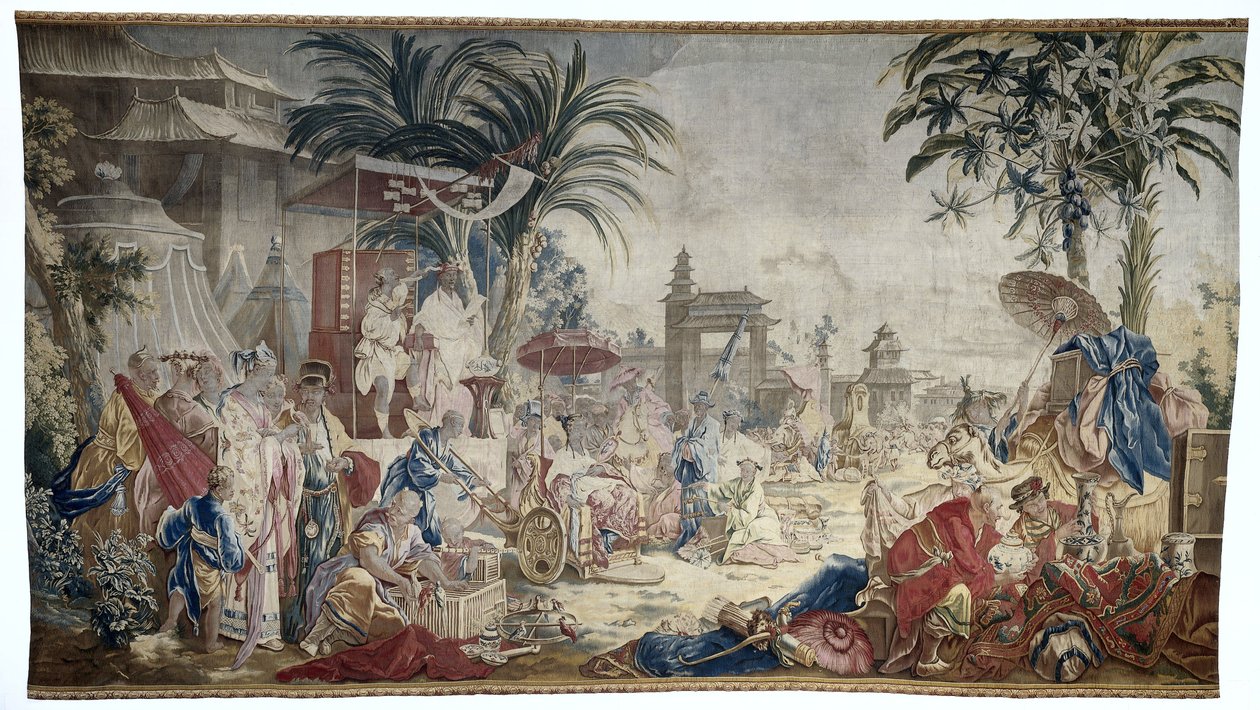 Det kinesiske marked, Fremstilling Royale de Beauvais af Francois (after) Boucher