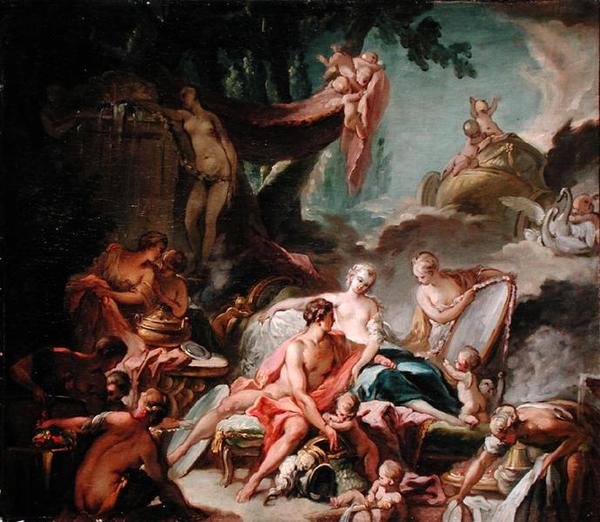 The Loves of the Gods: Mars and Venus (olie på lærred) af Francois (after) Boucher