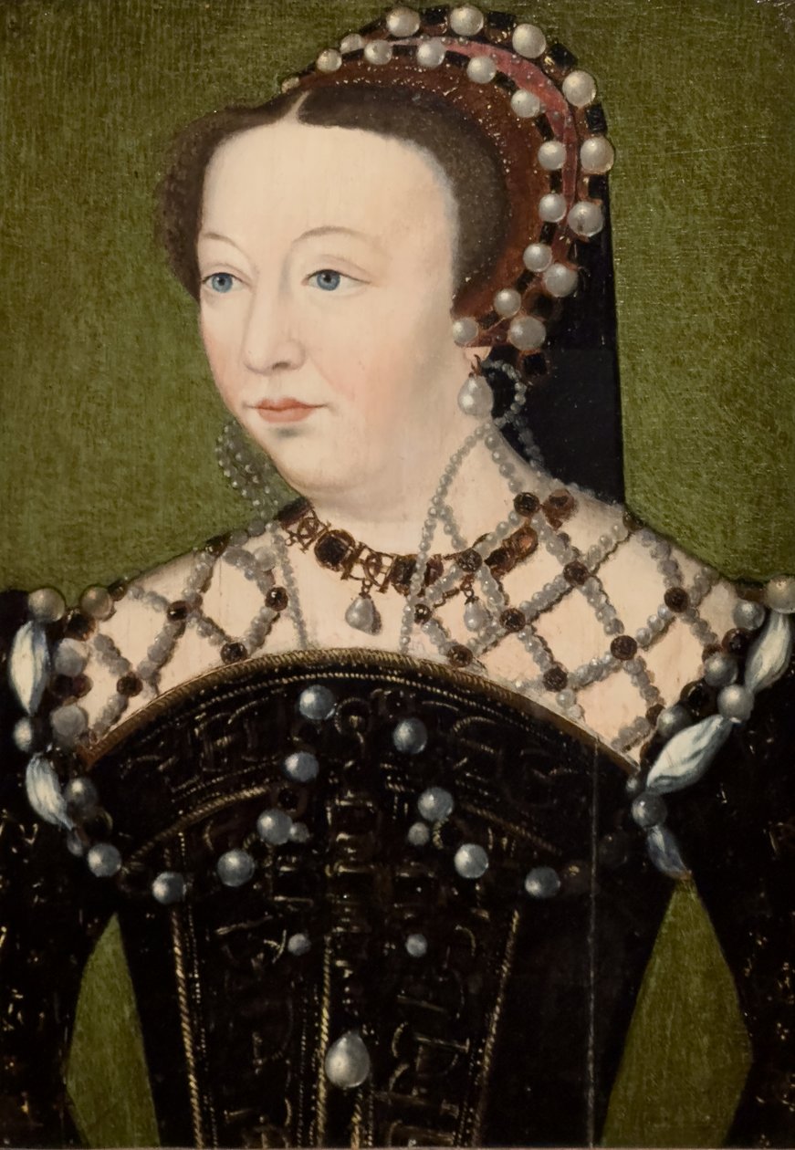 Portræt af Catherine de Médicis, ca. 1556 (olie på lærred) af Francois (after) Clouet