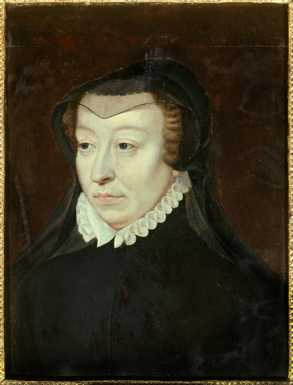 Portræt af Catherine de Medicis (Caterina de Medici) (1519-1589), dronning af Frankrig Maleri af Francois Clouet (ca. 1515-1572) Søn. 0,33x0,24 m 1500-tals Chantilly, Musee Conde af Francois (after) Clouet