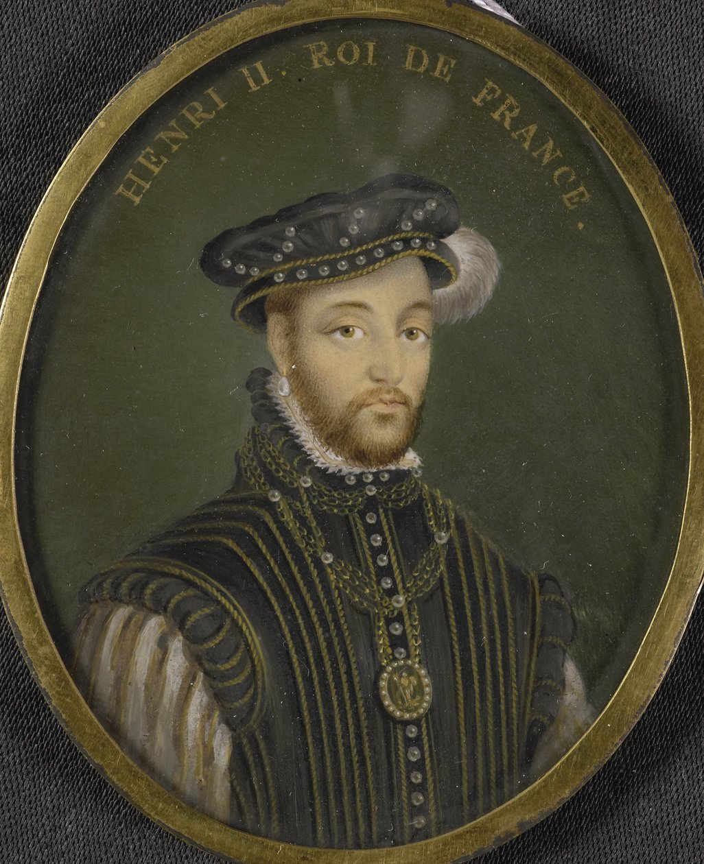 Portræt af kong Henrik II af Frankrig (1519-59) af Francois (after) Clouet