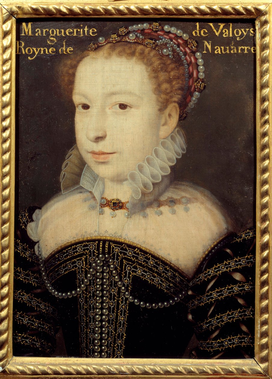Portræt af Marguerite de Valois (1553-1615) eller Dronning Margot Maleri af Francois Clouet (ca. 1515-1572) 1500-tallet søn. 0,24 X 0,31 m Chantilly, Musee Conde af Francois (after) Clouet