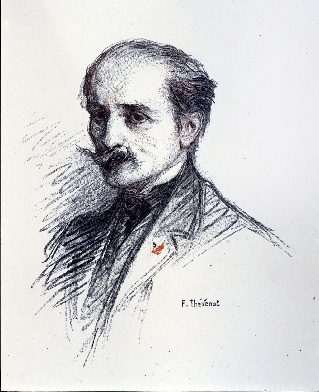 Portræt af Edmond Rostand. (1868-1918) Tegning af Thévenot François (1856-1943). af Francois (after) Thevenot