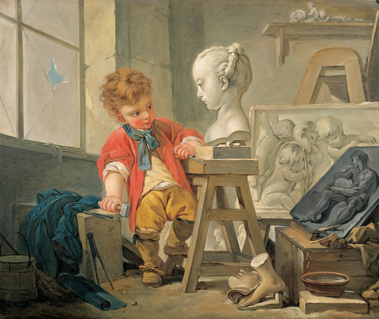 An Allegory of Sculpture (olie på lærred) af Francois (and studio) Boucher