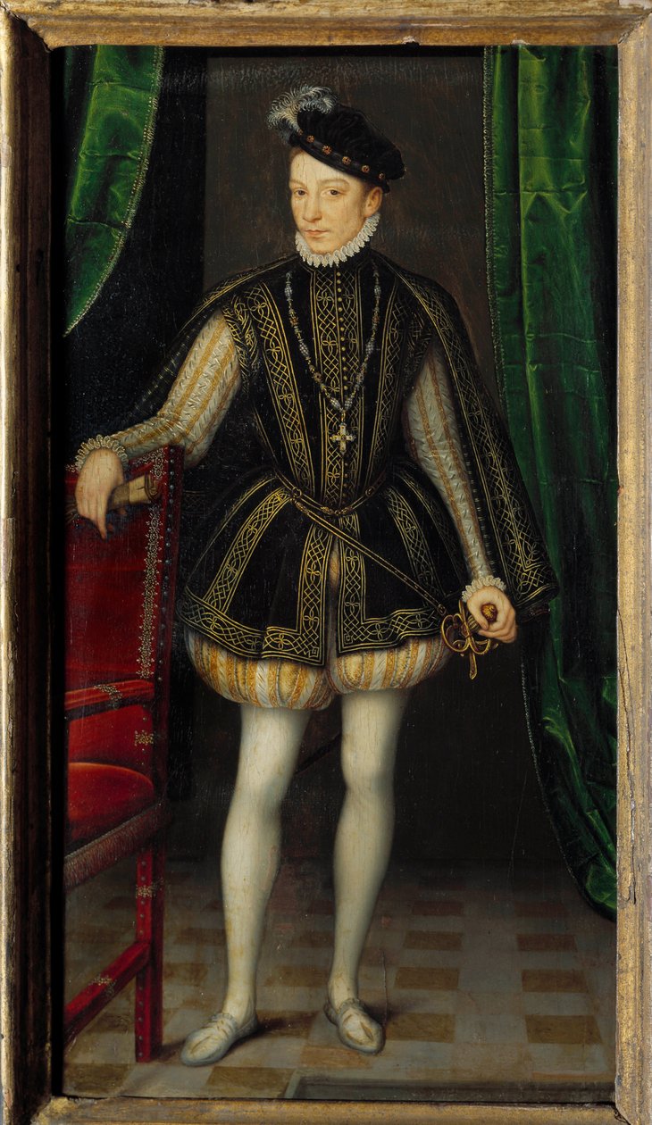 Portræt i foden af Karl IX (1550 - 1574). Maleri af Francois Clouets værksted (1515-1572) af Francois (workshop of) Clouet