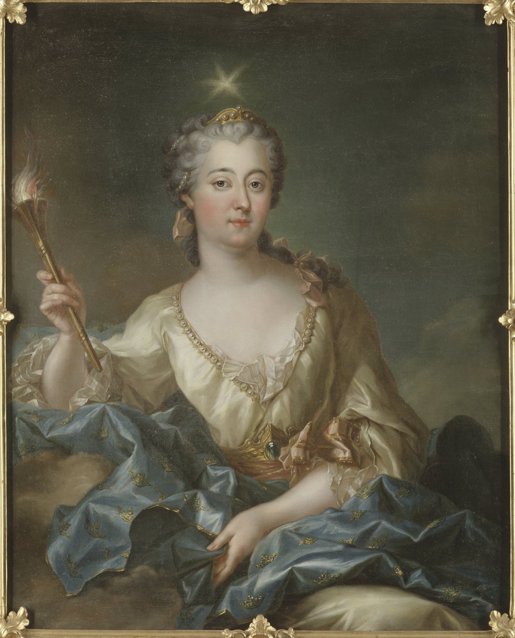 Louise Ulrique de Prussia, dronning af Sverige og Finland - Portræt af Louisa Ulrika af Preussen (1720-1782), dronning af Sverige, af Grasognon Latinville, Francois-Adrien (1705-1774). Olie på lærred. Mål: 103x82 cm. Nationalmuseum Stockholm af Francois Adrien Grasognon Latinville