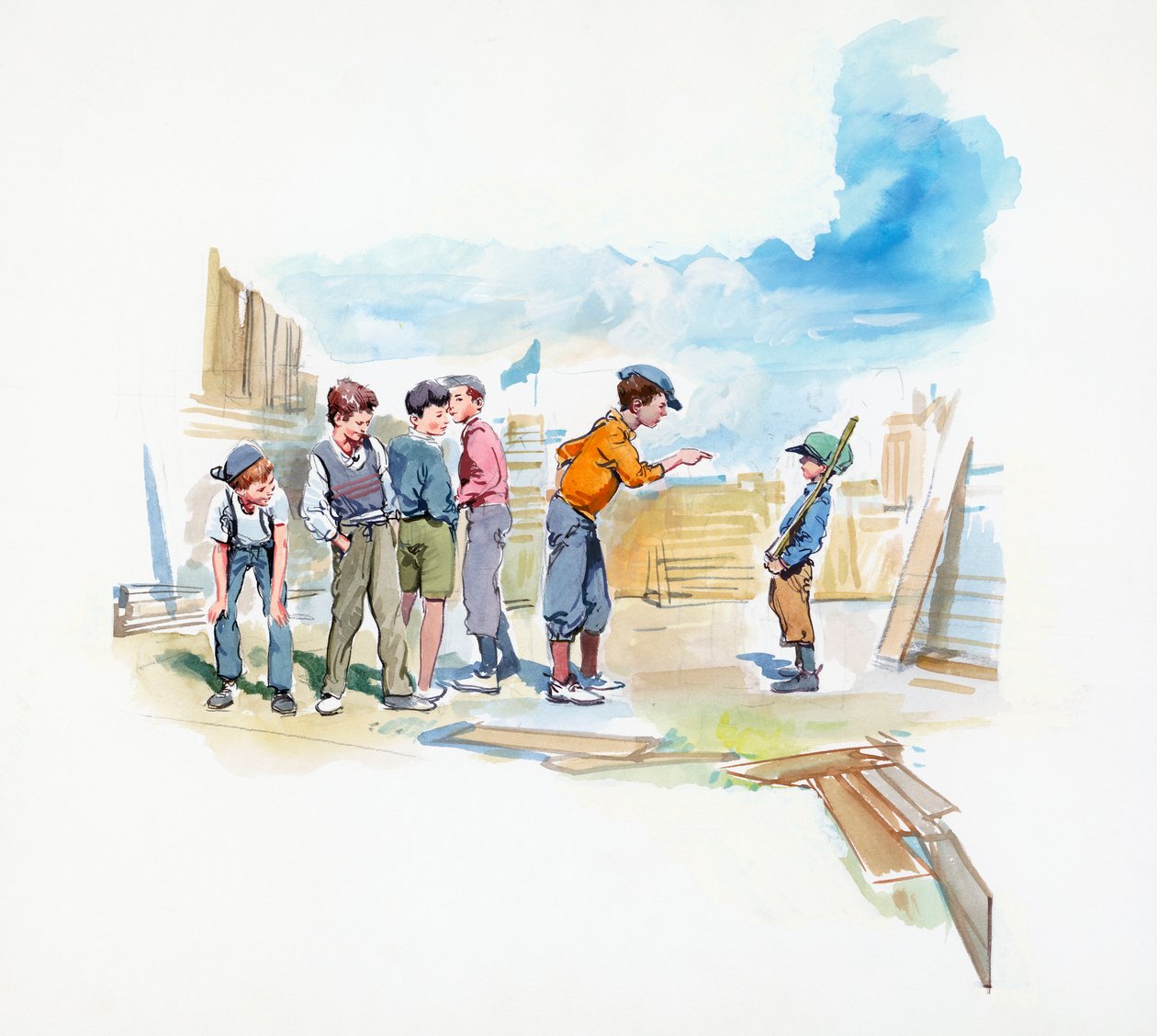 Gang, fra Paul Street Boys, børneroman af Ferenc Molnar (1878-1952), tegning af Francois Alaux