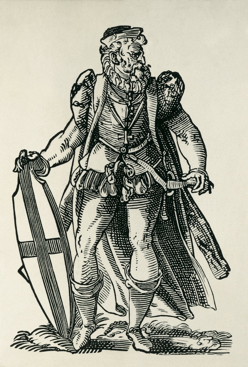 Ridder af Den Tyske Orden. Illustration til "Cleri totius Romanae subiecti Ecclesiae", af Francois modius og Jost Amman. Frankfurt. 1585. Xylografi. FRANKRIG. ILE-DE-FRANCE. Paris. Nationalbiblioteket af Francois & Amman Jost (1539 91) Modius