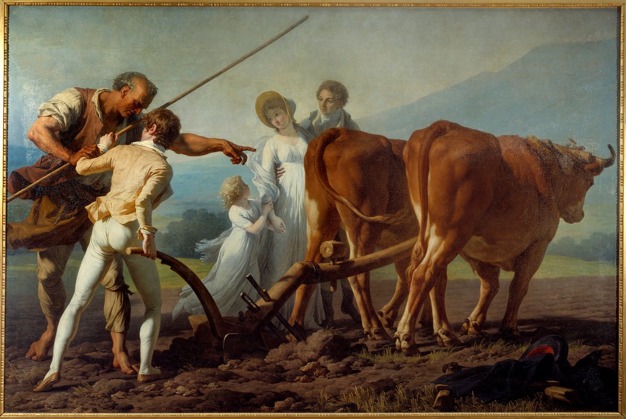 La lesson de tillage Maleri af Francois Andre Vincent (1746-1816) 1800-tallet søn. 3,13x2,13 m Bordeaux, Museum of Fine Arts af François André Vincent
