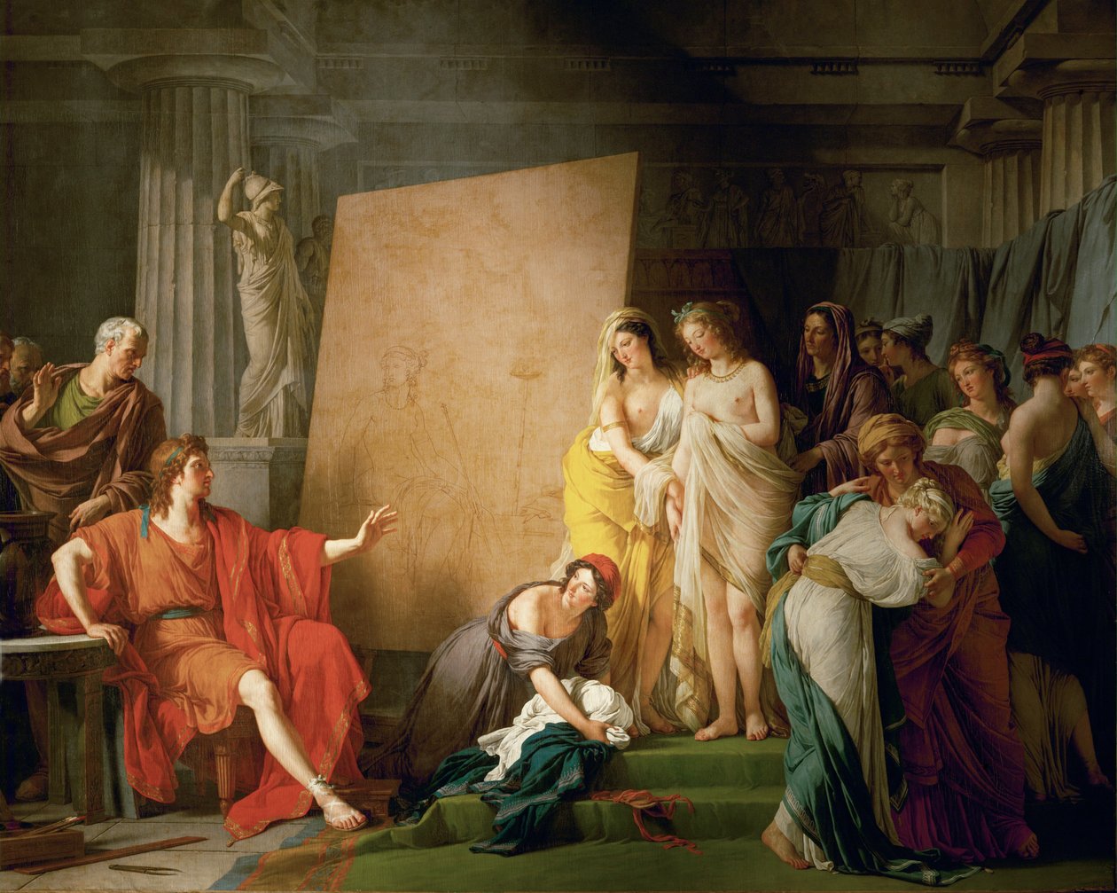Zeuxis vælger de smukkeste piger i Crotone som sine modeller ... af François André Vincent