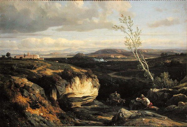 Italiensk Landskab af Francois Antoine Leon Fleury