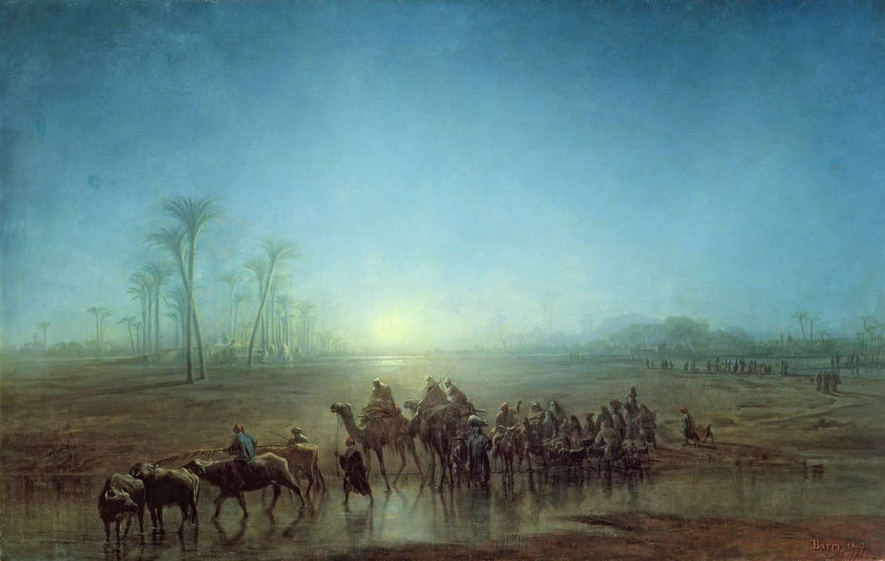 Karavane af beduiner, 1863 af Francois Barry