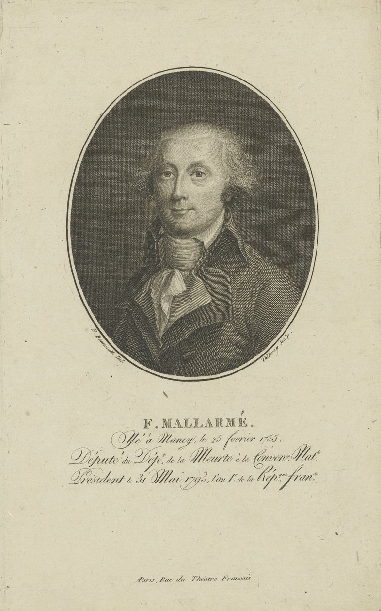 François-René-Augustin Mallarmé 1755-1831, ca. 1800. af Francois Bonneville