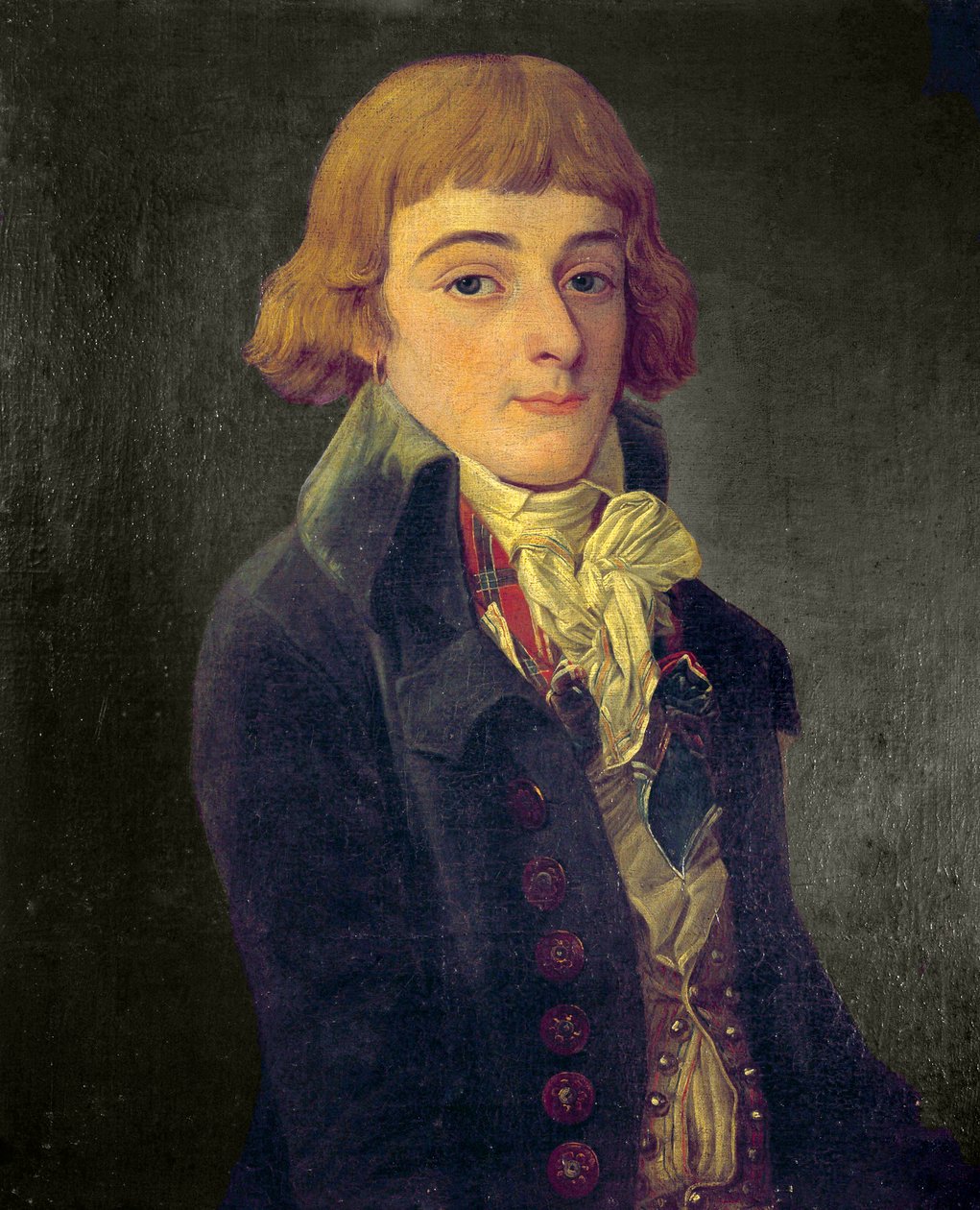 Formodet portræt af Louis Antoine de Saint Just (Saint-Just), konventionelt (1767-1794) Maleri af Francois Bonneville (aktivt omkring 1787) 1791. Dim. 0,63 X 0,53 m. Paris, Musée Carnavalet af Francois Bonneville