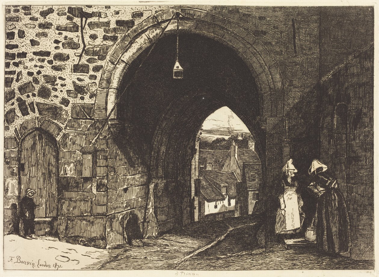 St. Malo-porten i Dinan af François Bonvin