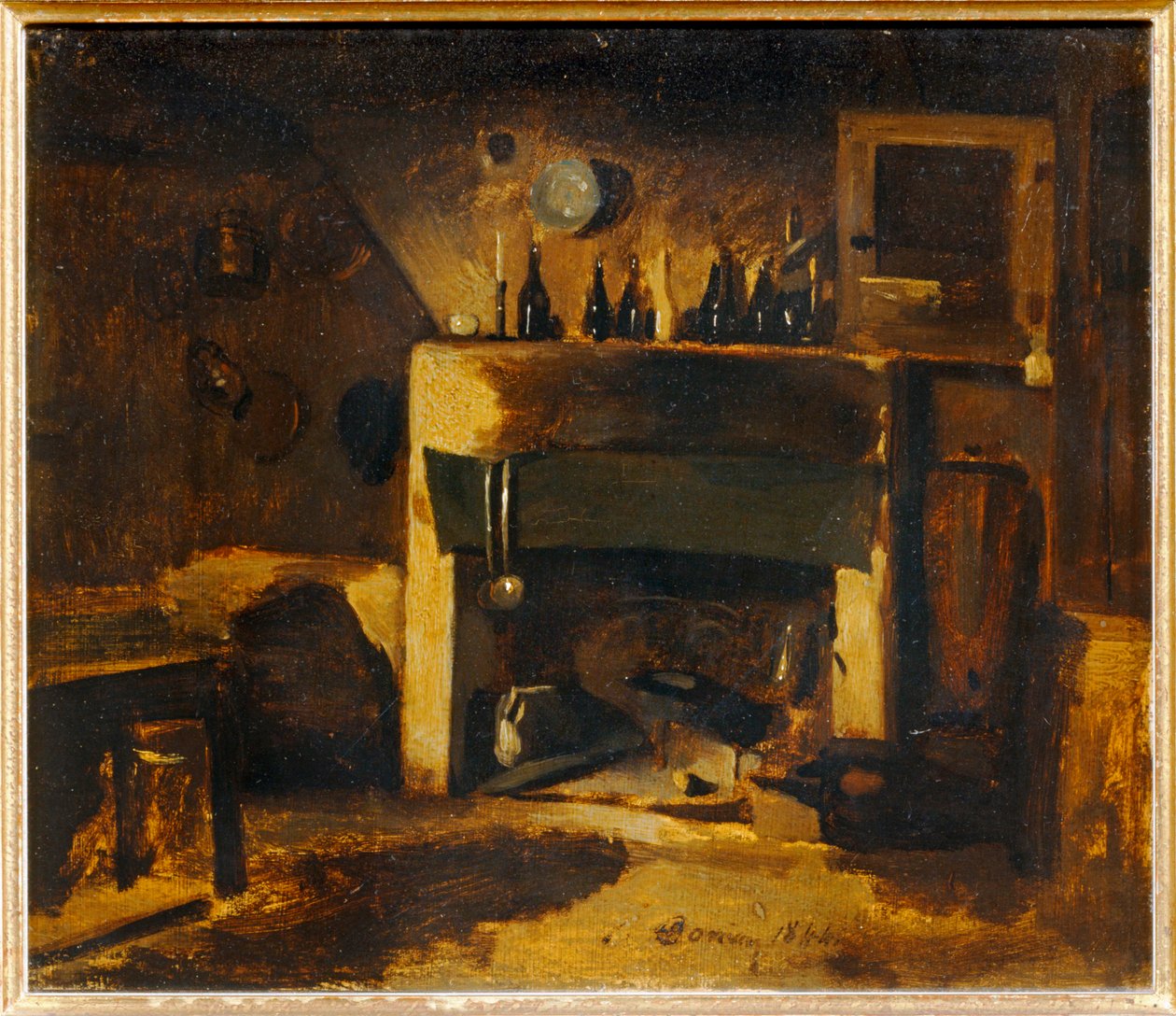 La cheminee - pejsen ... (maleri på lærred) af François Bonvin