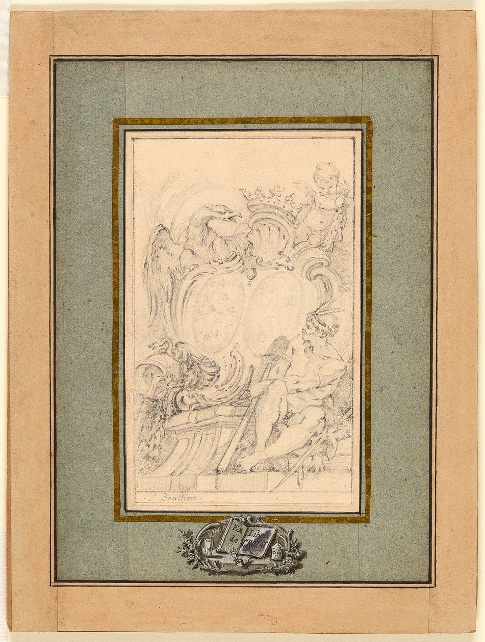 Armorial bogplade for Crozat, Baron de Thiers af François Boucher