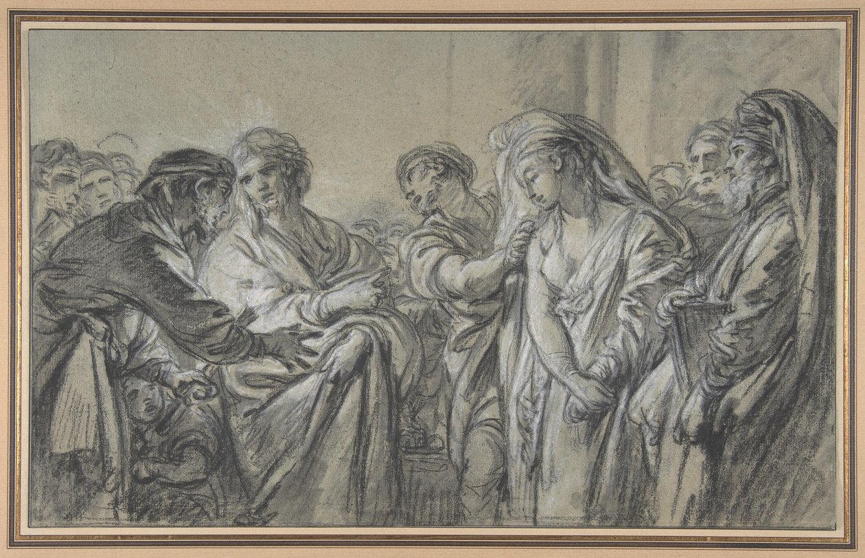 Kristus og den kvinde, der blev taget i hor af François Boucher