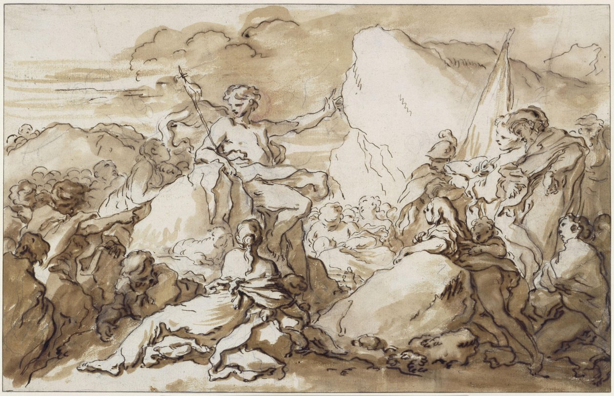 Johannes Døberens prædiken i ørkenen af François Boucher
