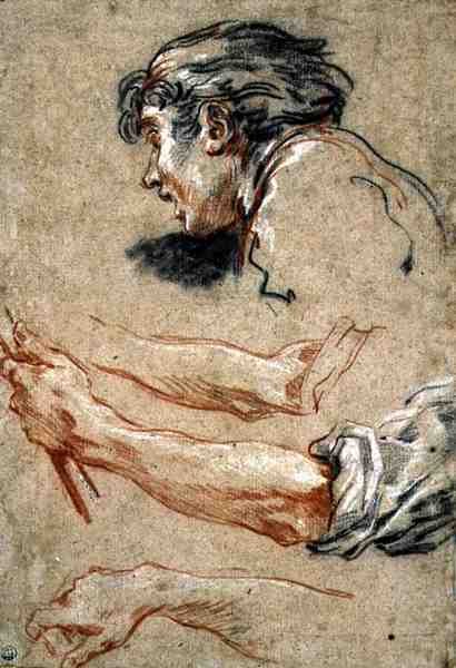 Drengehoved (kridt på papir) af François Boucher