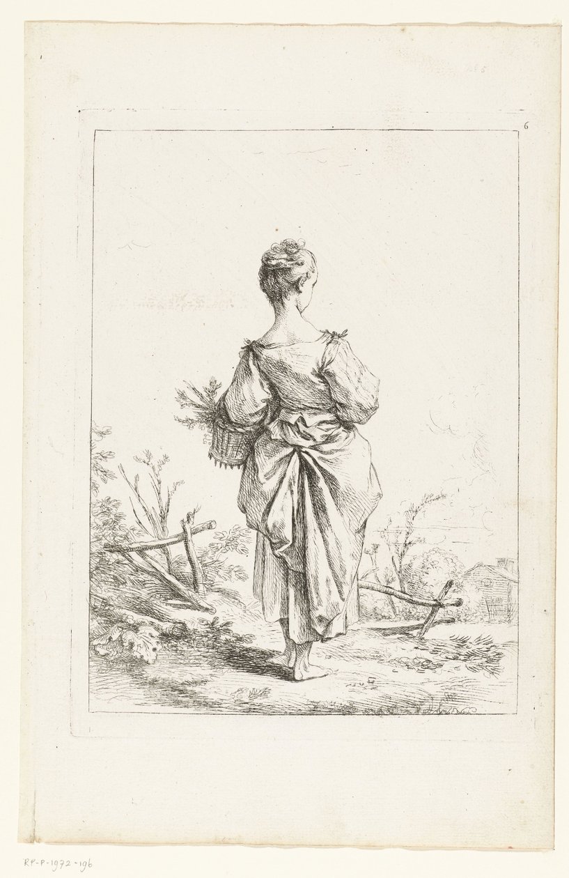 Ung pige med en kurv af François Boucher