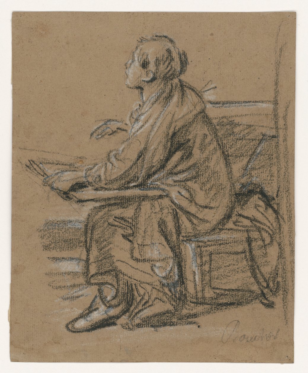 Ung tegner () . Siddende figur, der holder en tegnemappe på skødet af François Boucher